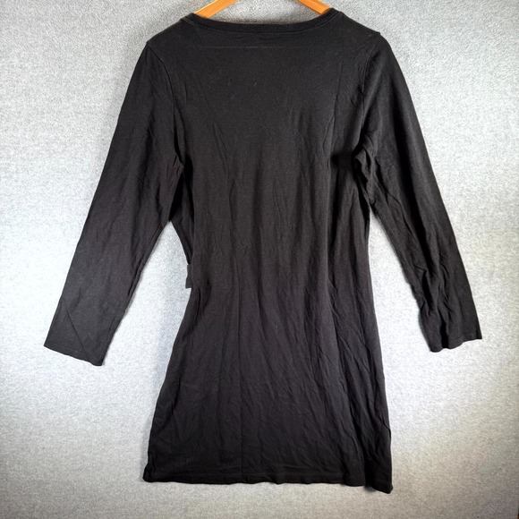 Aerie Sheath Dress Women's Large Black Round Neck Side Tie Long Sleeve Pullover - Picture 7 of 9